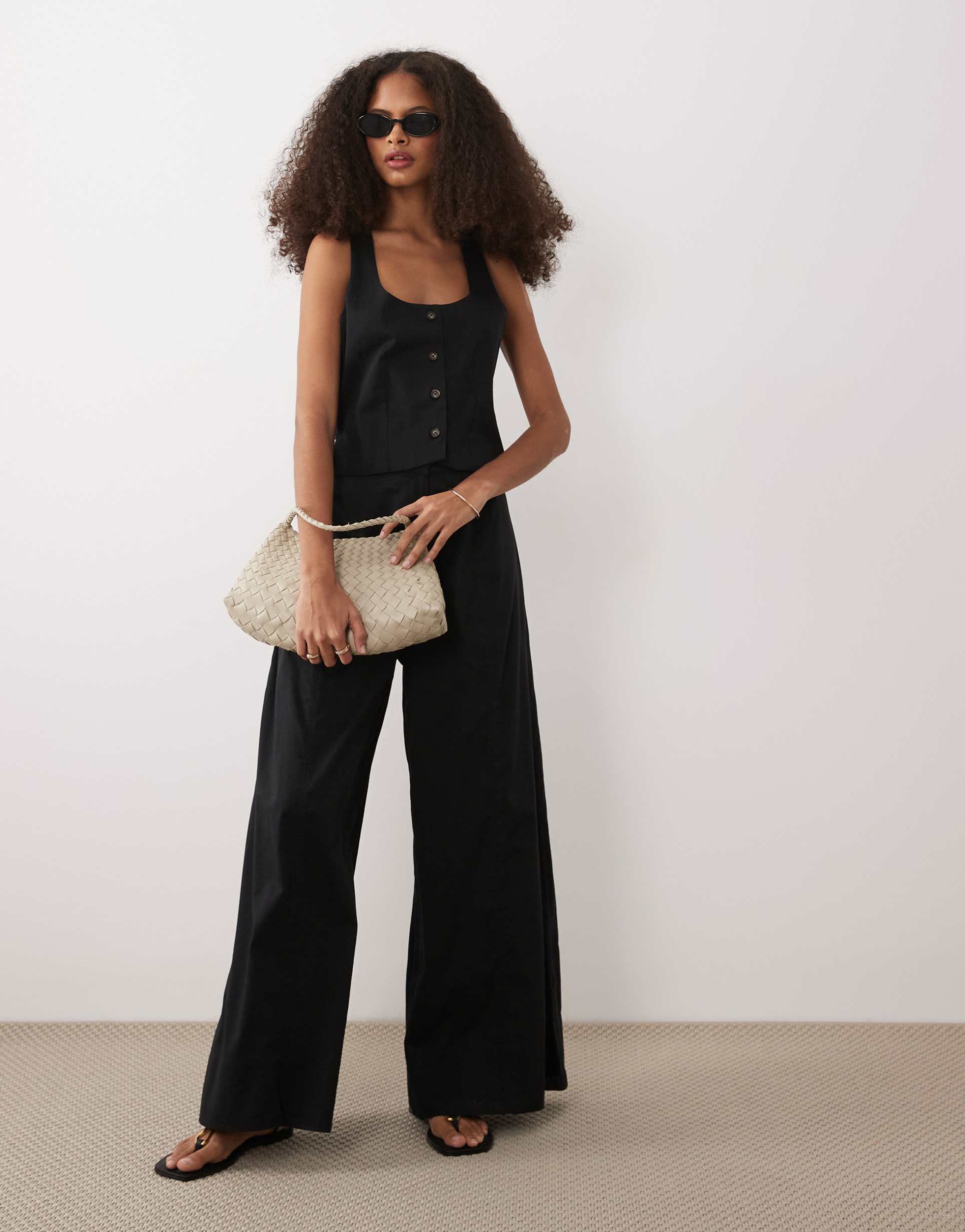 asos design vest jumpsuit in black
