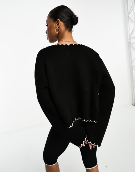 ASOS DESIGN - Vest met festonsteek in zwart, 2 van 4