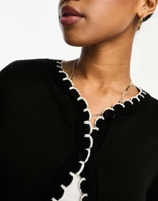 ASOS DESIGN - Vest met festonsteek in zwart, 3 van 4