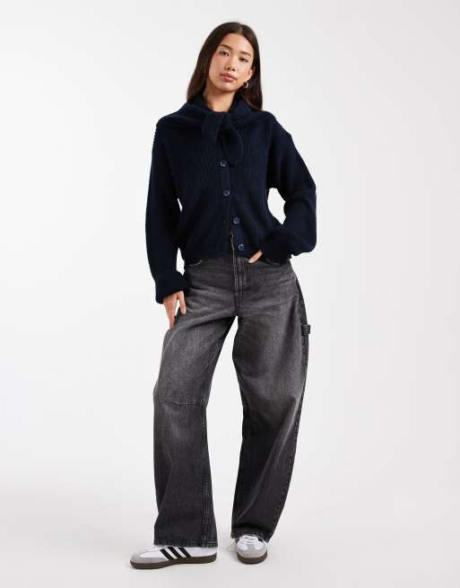 ASOS DESIGN - Vest met gestrikte hals in marineblauw, 3 van 4