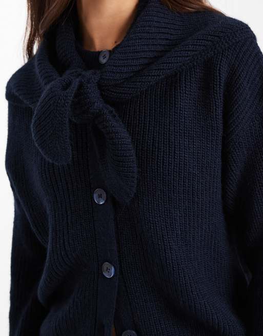 ASOS DESIGN - Vest met gestrikte hals in marineblauw, 4 van 4