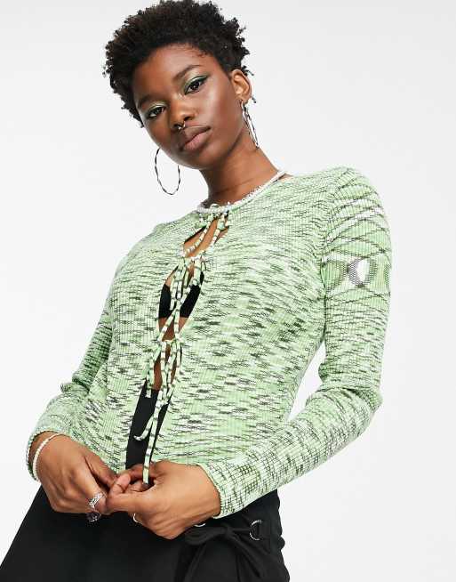 ASOS DESIGN - Vest met gestrikte voorkant in groene space-dye