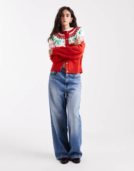 ASOS DESIGN - Vest met juk met strikdetail in rood, 3 van 4