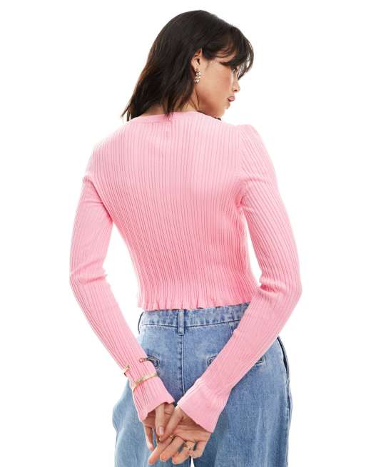 ASOS DESIGN - Vest met knopen aan de voorkant en ruches in roze, 2 van 4