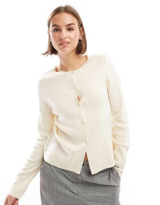 ASOS DESIGN - Vest met lange pasvorm in ecru, 4 van 4