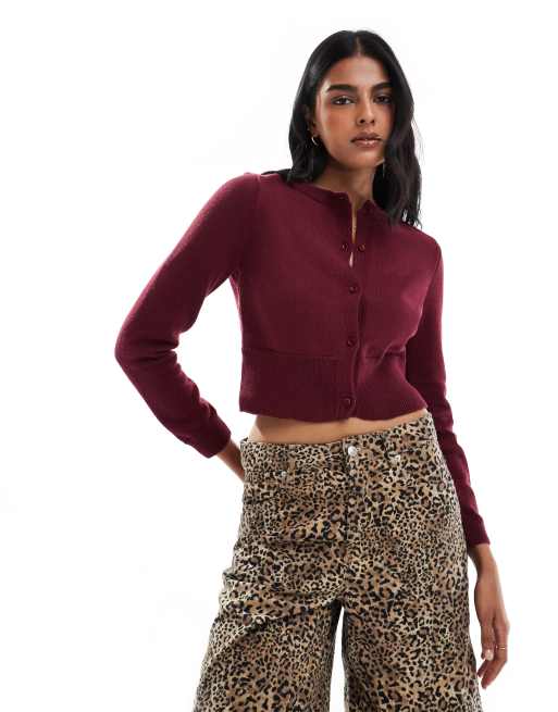 ASOS DESIGN - Vest met nette pasvorm in bordeauxrood