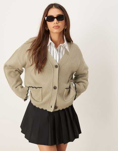 ASOS DESIGN - Vest met rechte, lange pasvorm en festonsteek in mokka - view 1