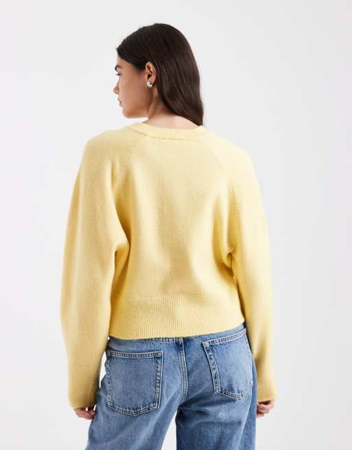 ASOS DESIGN - Vest met ronde hals en raglanmouwen in lichtgeel, 2 van 4
