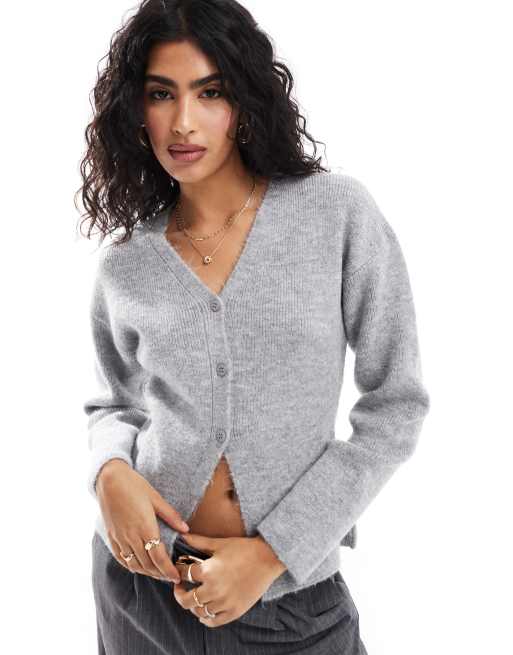 ASOS DESIGN - Vest met structuur, V-hals en split aan de zoom in crème