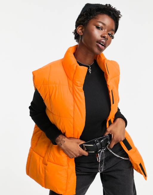 ASOS DESIGN vest puffer jacket in orange