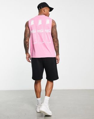 ASOS DESIGN vest with Coca Cola print in pink