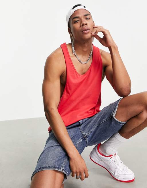 ASOS DESIGN vest with extreme racer back in red 