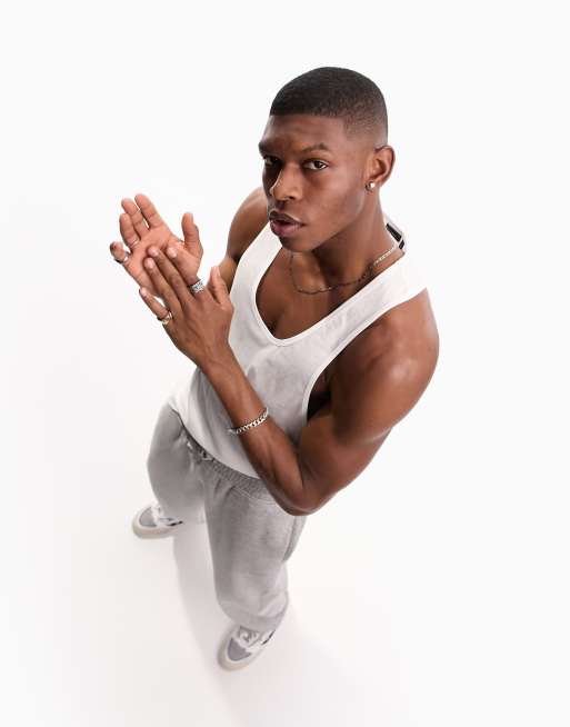 ASOS DESIGN vest with extreme racer back in white, 3 of 4