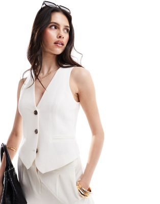 Asos Design Vest With Linen In White