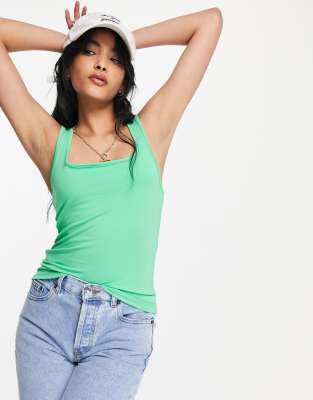 ASOS DESIGN vest with scoop front and back in green - view 1