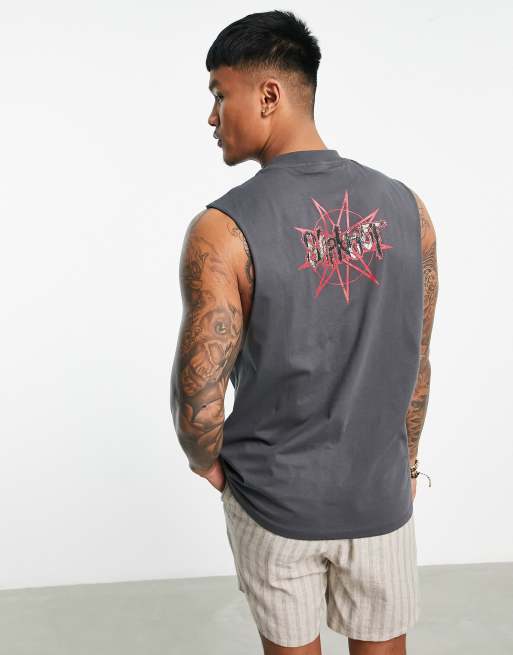 ASOS DESIGN vest with Slipknot prints in black