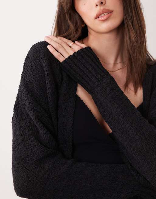 ASOS DESIGN - Vest zonder sluiting van slubgaren in zwart, 3 van 4