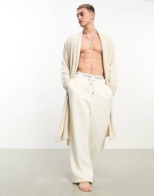 ASOS DESIGN - Vestaglia beige testurizzata a coste