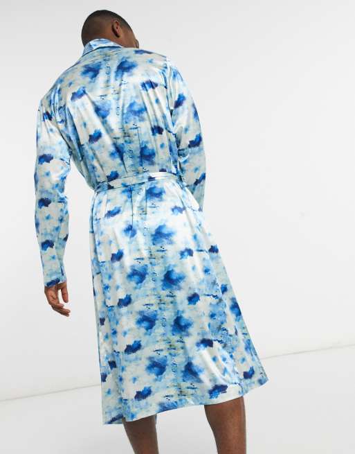 Asos Uomo Abbigliamento Abbigliamento per la notte Accappatoi e vestaglie Vestaglia in raso con stampa in coordinato 