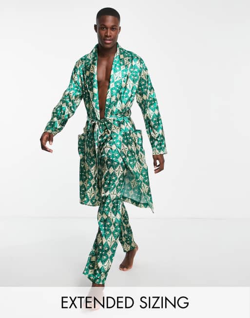 ASOS DESIGN - Vestaglia in raso con stampa
