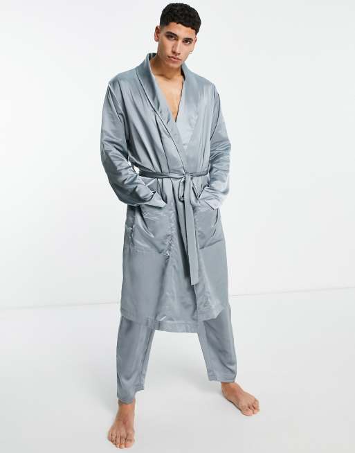 ASOS DESIGN - Vestaglia in raso in coordinato