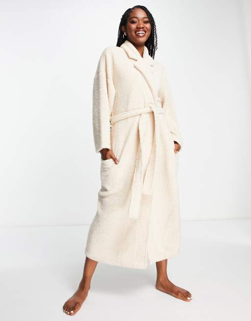 ASOS DESIGN - Vestaglia lunga in pile borg neutro