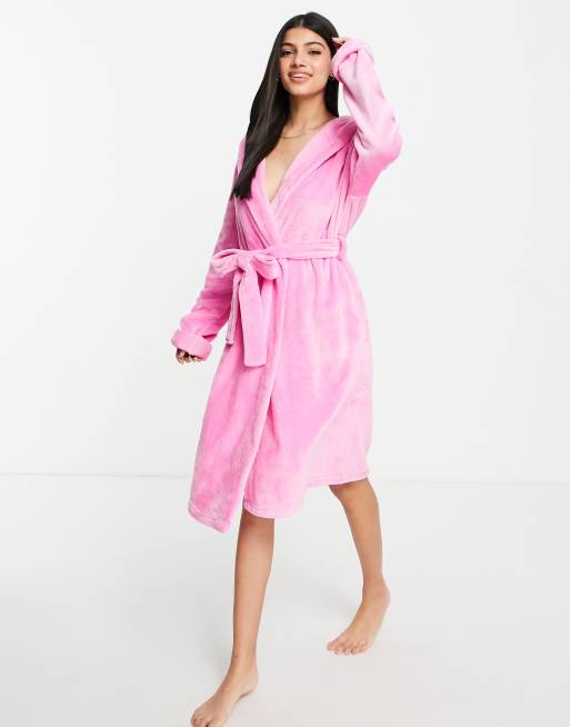 ASOS DESIGN - Vestaglia midi rosa in pile super morbido