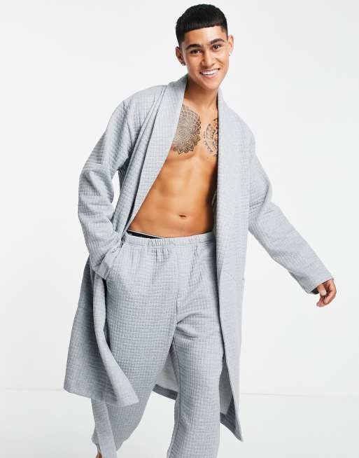 ASOS DESIGN - Vestaglia trapuntata grigia in coordinato