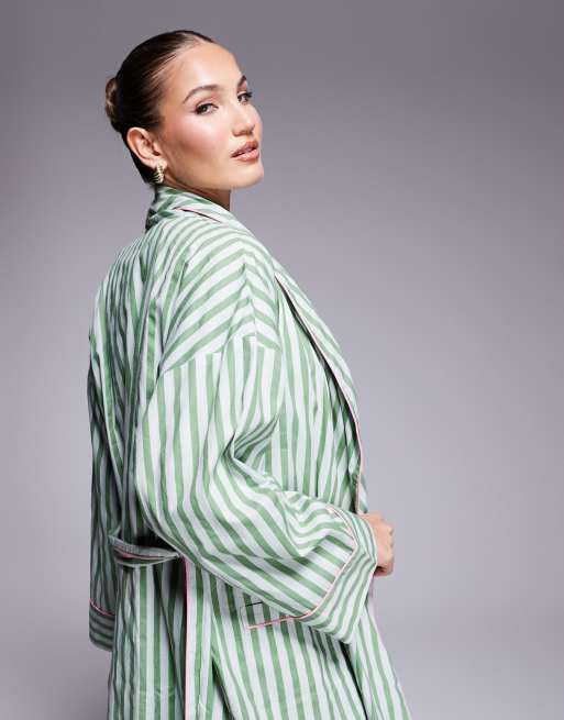 ASOS DESIGN - Vestaglia verde a righe, 2 di 4