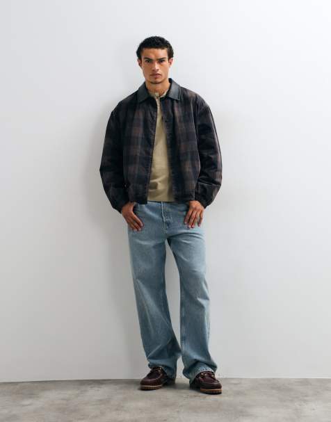 ASOS DESIGN veste à carreaux avec col contrastant et doublure matelassée verte - view 1
