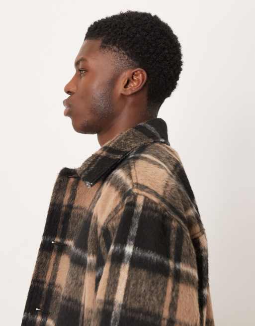 ASOS DESIGN - Veste à carreaux oversize en aspect laine - Fauve, 4 de 5
