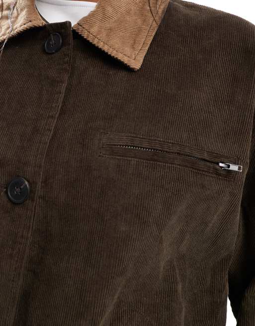 ASOS DESIGN - Veste à col en velours côtelé - Chocolat, 3 de 4