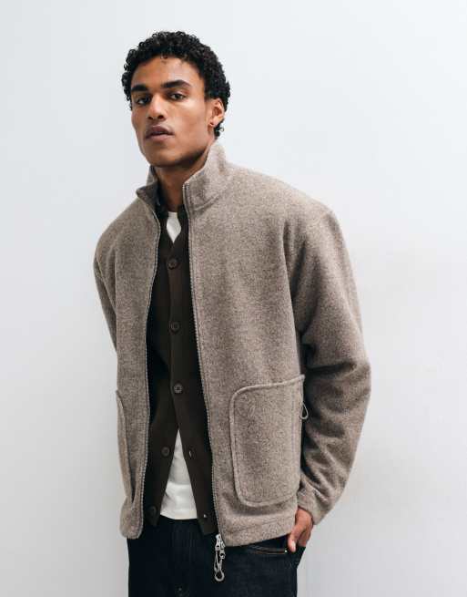 ASOS DESIGN veste à zip intégral coupe relaxed aspect laine beige, 2 de 5
