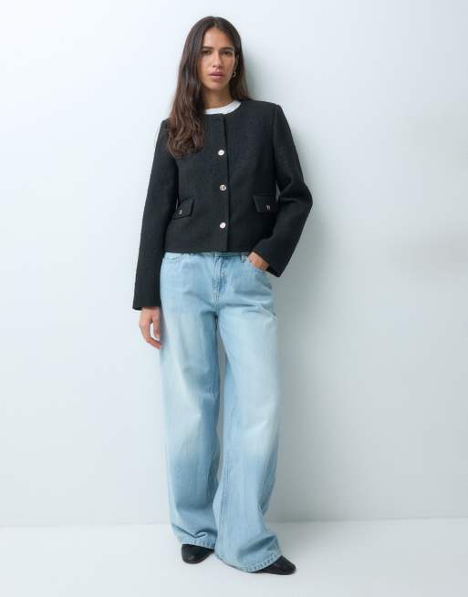 ASOS DESIGN Veste ajustée en bouclé noire, 2 de 4