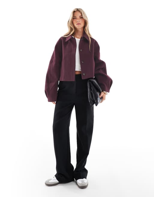 ASOS DESIGN - Veste avec col - Bordeaux, 2 de 4