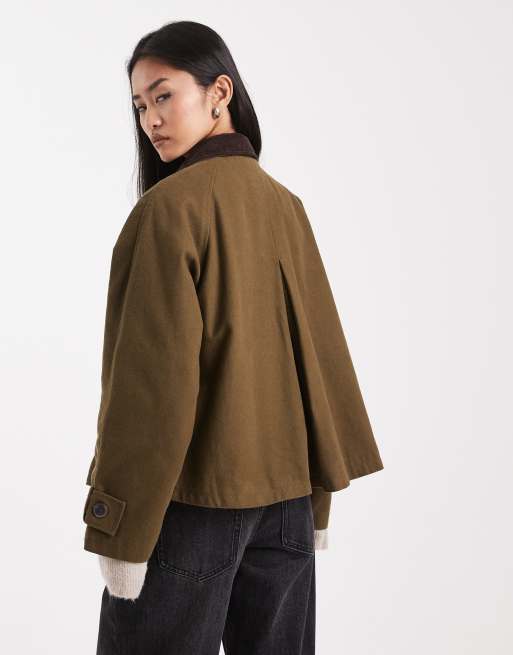 ASOS DESIGN - Veste avec col contrastant - Kaki, 3 de 4