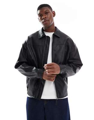 ASOS DESIGN - Veste bomber en similicuir - Noir