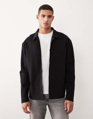 ASOS DESIGN - Veste boutonnée décontractée en jersey - Noir