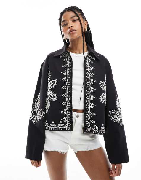 ASOS DESIGN - Veste brodée avec col - Noir - view 1