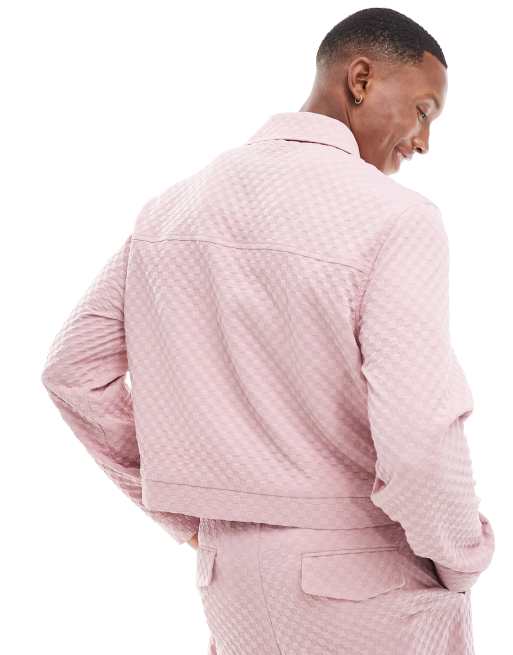 ASOS DESIGN - Veste camionneur d'ensemble élégante et ajustée à damier - Rose, 2 de 4