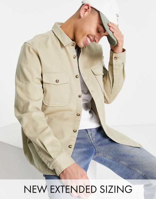 ASOS DESIGN - Veste-chemise en coton - Taupe