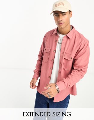 ASOS DESIGN cotton shacket in dusty pink - ASOS Price Checker
