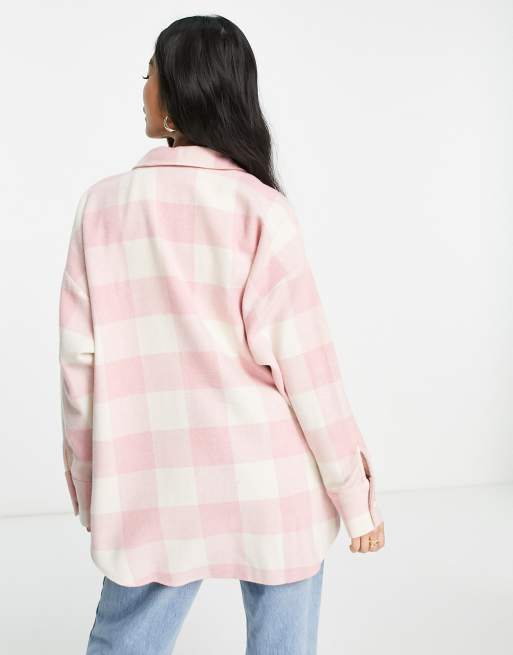 ASOS DESIGN Veste chemise oversize carreaux Rose blanc