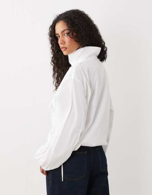 ASOS DESIGN veste coordonnée technique à col cheminée ballon en écru, 4 de 4