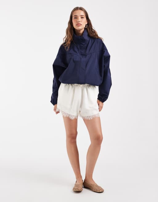 ASOS DESIGN veste coupe-vent technique à col cheminée bleu marine, 2 de 4