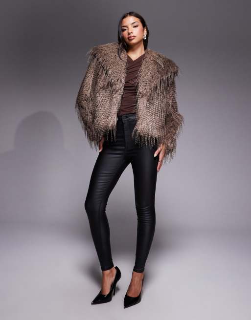 ASOS DESIGN - Veste courte en fausse fourrure - Taupe, 2 de 4