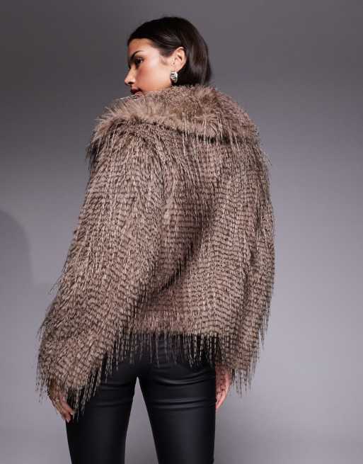ASOS DESIGN - Veste courte en fausse fourrure - Taupe, 3 de 4