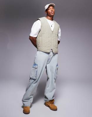 ASOS DESIGN - Veste courte sans manches texturée - Taupe-Neutral