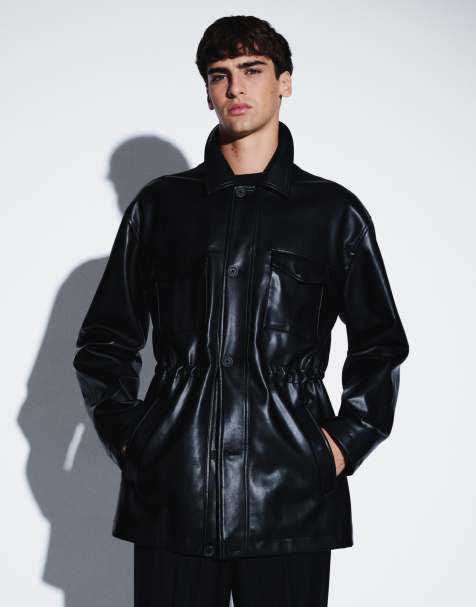 ASOS DESIGN veste de campagne effet cuir noire - view 1