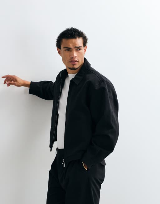 ASOS DESIGN veste de co-ord habillée zippée effet denim noire, 2 de 5